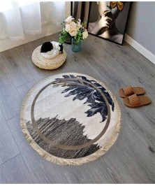 Carpet Round Leaves Gray & w 120*120