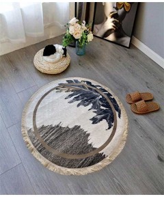 Carpet Round Leaves Gray & w 120*120