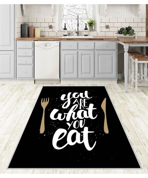 Carpet Kitchen Eat Black 160*230