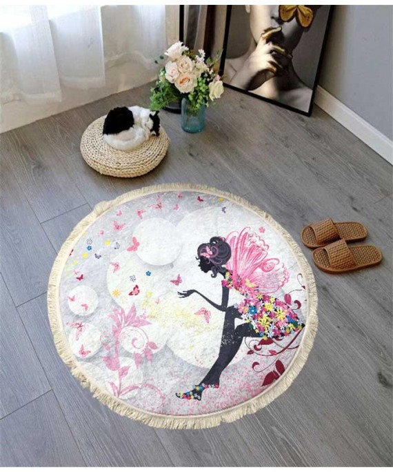 Carpet Round butterfly Girl 120*120