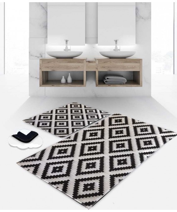 Bath Mats Rhombos Black 2 pieces