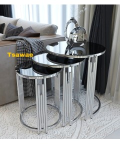 Table Piano Silver & Black 3 pieces 