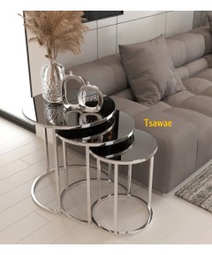 Table Donia Silver & Black 3 Pieces 