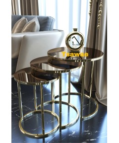 Table Donia white & Gold 3 Pieces 