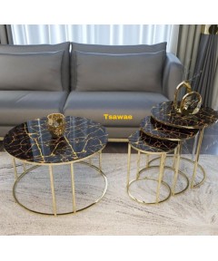 Table Donia white & Gold 3 Pieces 