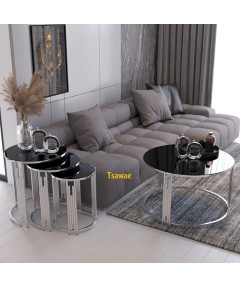 Table Piano Silver & Black 3 pieces 