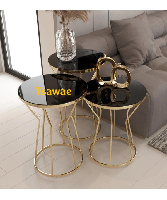 Decorative Table Milano Gold & Black 3 pieces