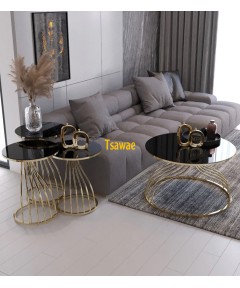 Table Milano Gold & Black 3 pieces