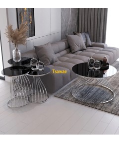 Table Milano Silver & Black 3 pieces 