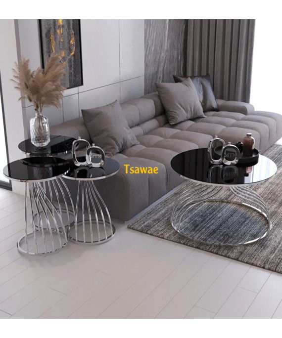 Table Midlle Roma Silver & Black 1 pieces