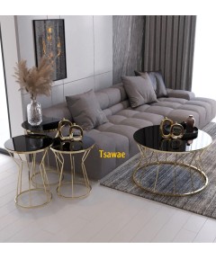 Decorative Table Milano Gold & Black 3 pieces