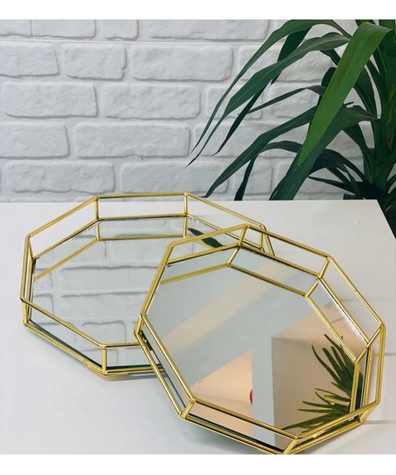 Trays Hexagon Gold 2 Pieces