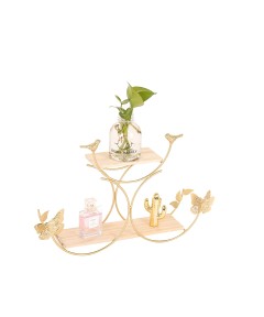 Plate Bird 2 round Gold 1 Pieces 