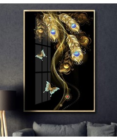 Plate Glass Peacock Black & Gold 