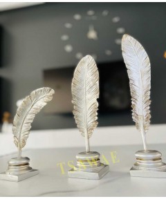 feathers Resin Shape Silver 3 Pieces