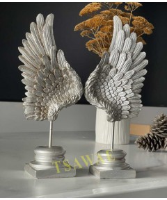 Eagle Wing Resin Shape Silver 2 Pieces