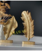 Leaves&Feather Resin Shape Gold 2 Pieces