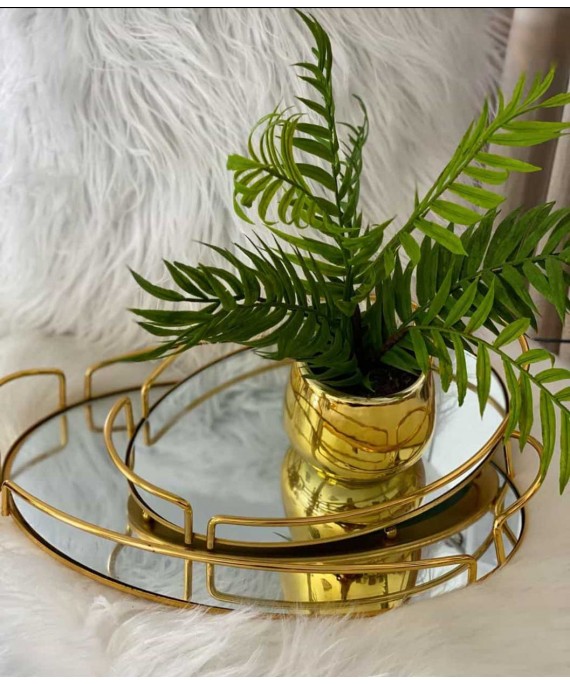 Trays Decor Gold Round Modern 2 Pieces