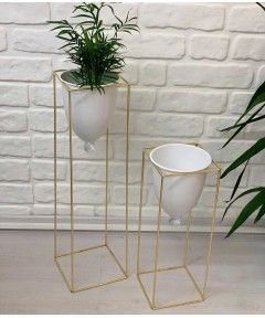 Stand Decor Vase Gold Square 2 Pieces