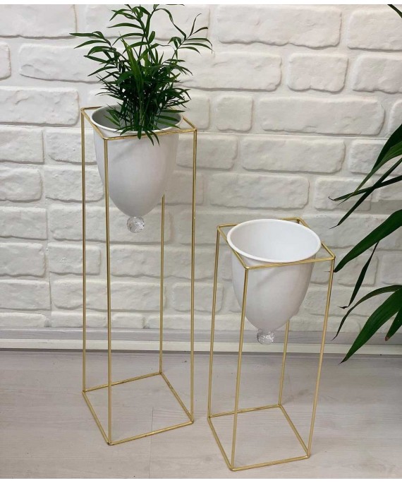 Stand Decor Vase Gold Square 2 Pieces