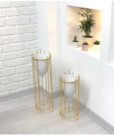 Stand Vase Decor Gold Square 2 Pieces