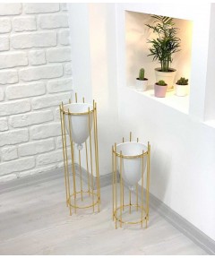 Stand Vase Decor Gold Square 2 Pieces