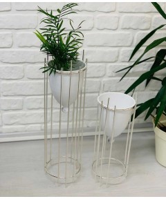 Stand Decor Vase Silver Round 2 Pieces