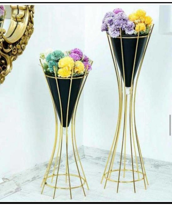 Stand Decor Vase Gold Modern 2 Pieces