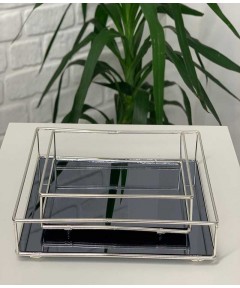 Trays Decor Silver Square two lines 2 Pieces