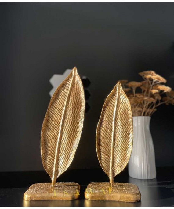 Leaves Big Resin Shape Gold 2 Pieces